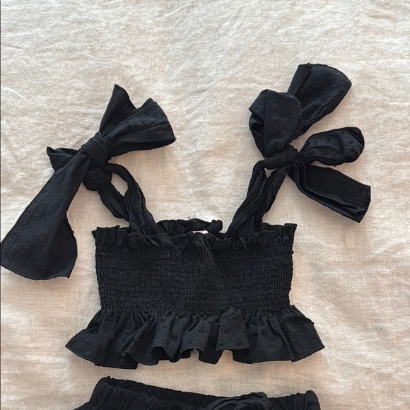 Black Ruffled Two-Piece Set - Picture 2 of 5